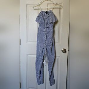 J. Crew Blue and White Striped Jumpsuit